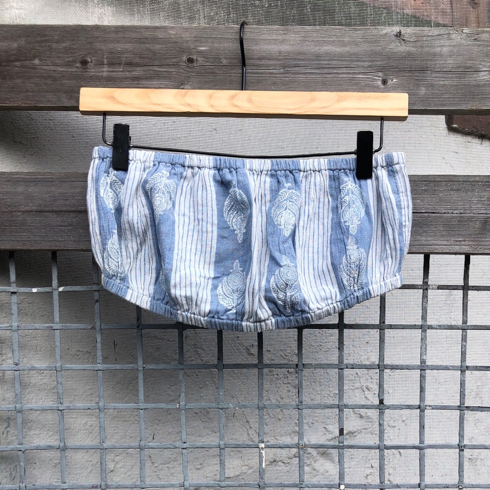 Hand-stamped bandeau crop top